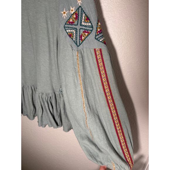 Free People Boho Embroidered Peasant Top – Size Small - Picture 6 of 7